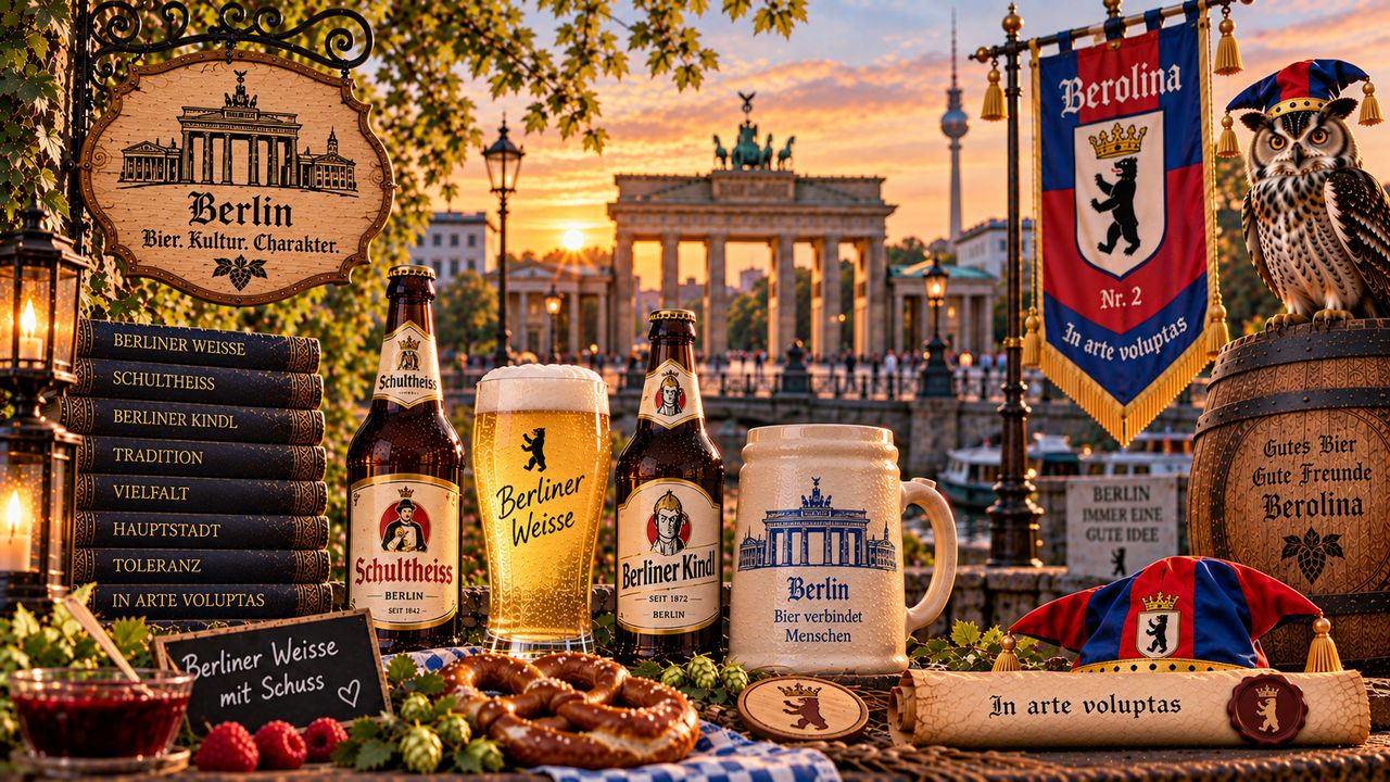 Stimmungsbild zur Berolina: Uhu, Bärenbanner, Berliner Weisse mit Schuss und Bier vor dem Brandenburger Tor