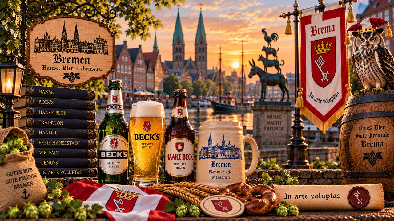 Stimmungsbild zur Brema: Uhu, Schlüsselbanner und Bremer Bier vor Dom, Rathaus und Stadtmusikanten